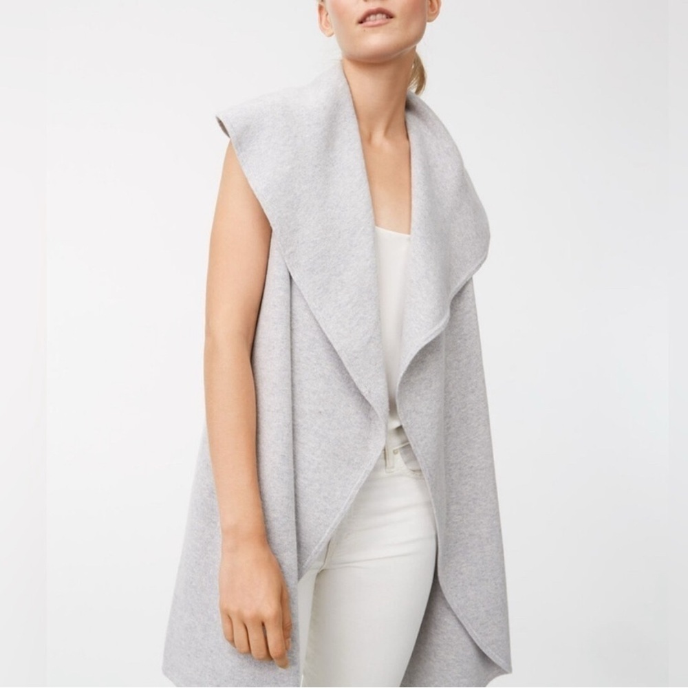 Club Monaco Delaynee Wool Cashmere Vest Gray Sleeveless Cardigan Women’s M/L